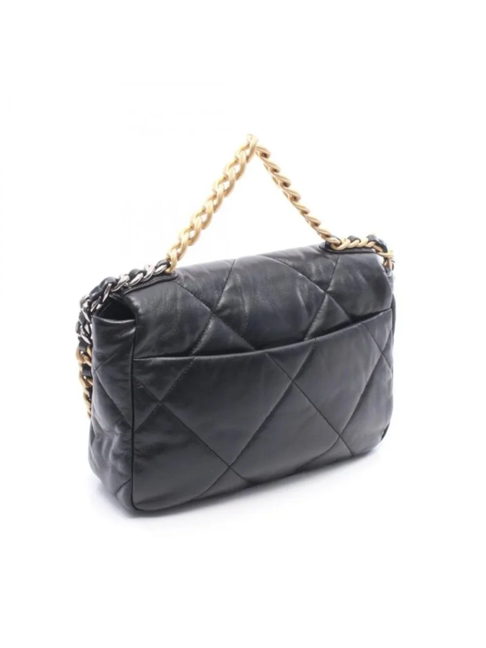 Chanel Shoulder Bag 19 Dizeneuf Quilted 2-Way Black Leather 19 Chain